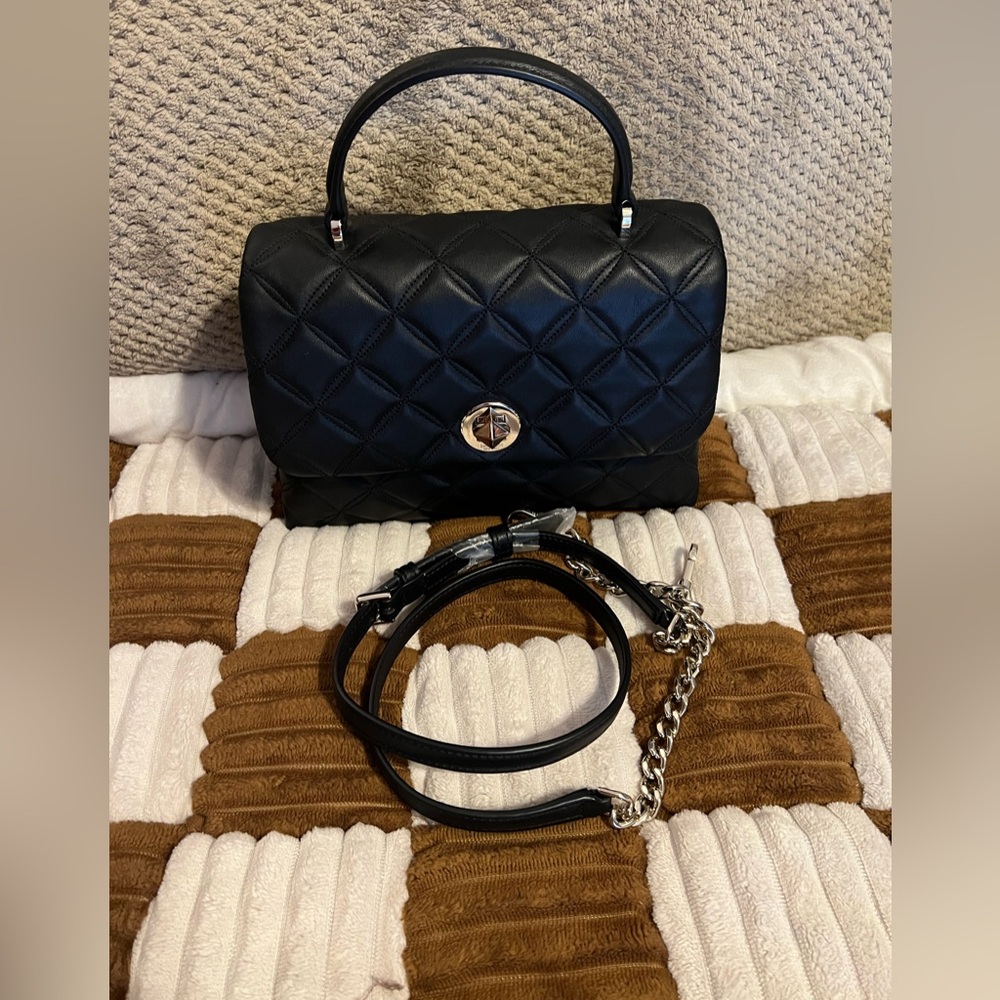 Kate Spade Black Quilted Leather Top Handle Satchel NWTS!